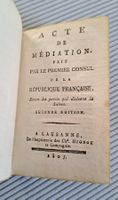 1807 ACTE DE MÉDIATION Lausanne droit Recht jura !