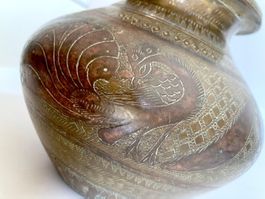 🌟Alte kleine nepalesische Bronze Vase Nepal Indien Pfau 🌟