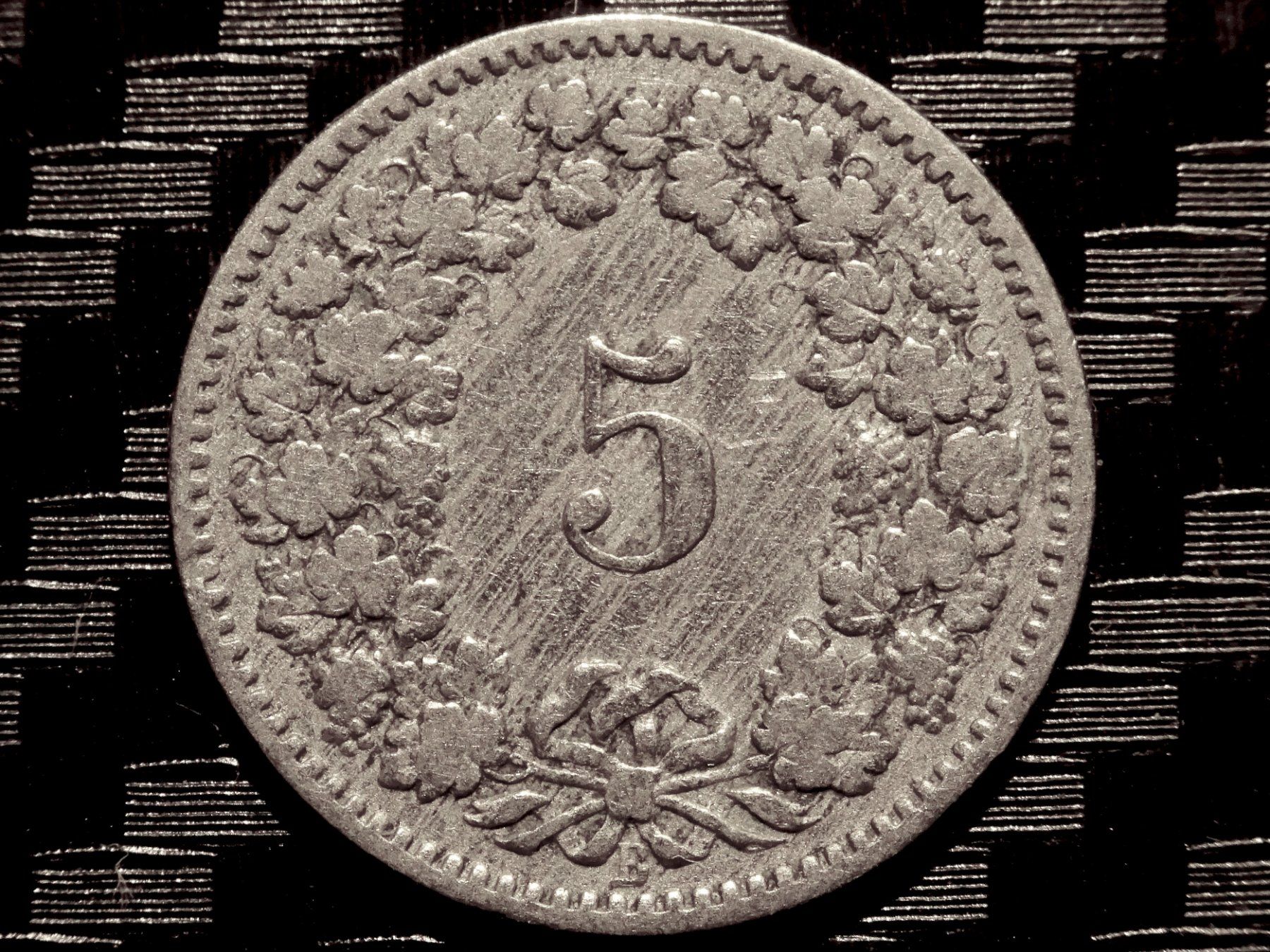 Tutti le monete: 1889 - 5 cts. 0.50 Mio.!!! 1.94gr!! – Usato da Courgenay venduto da ZubR237 1