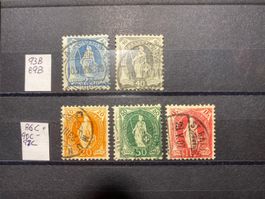 1906 / 1907 Sehende Helvetia Typ B + C gestempelt