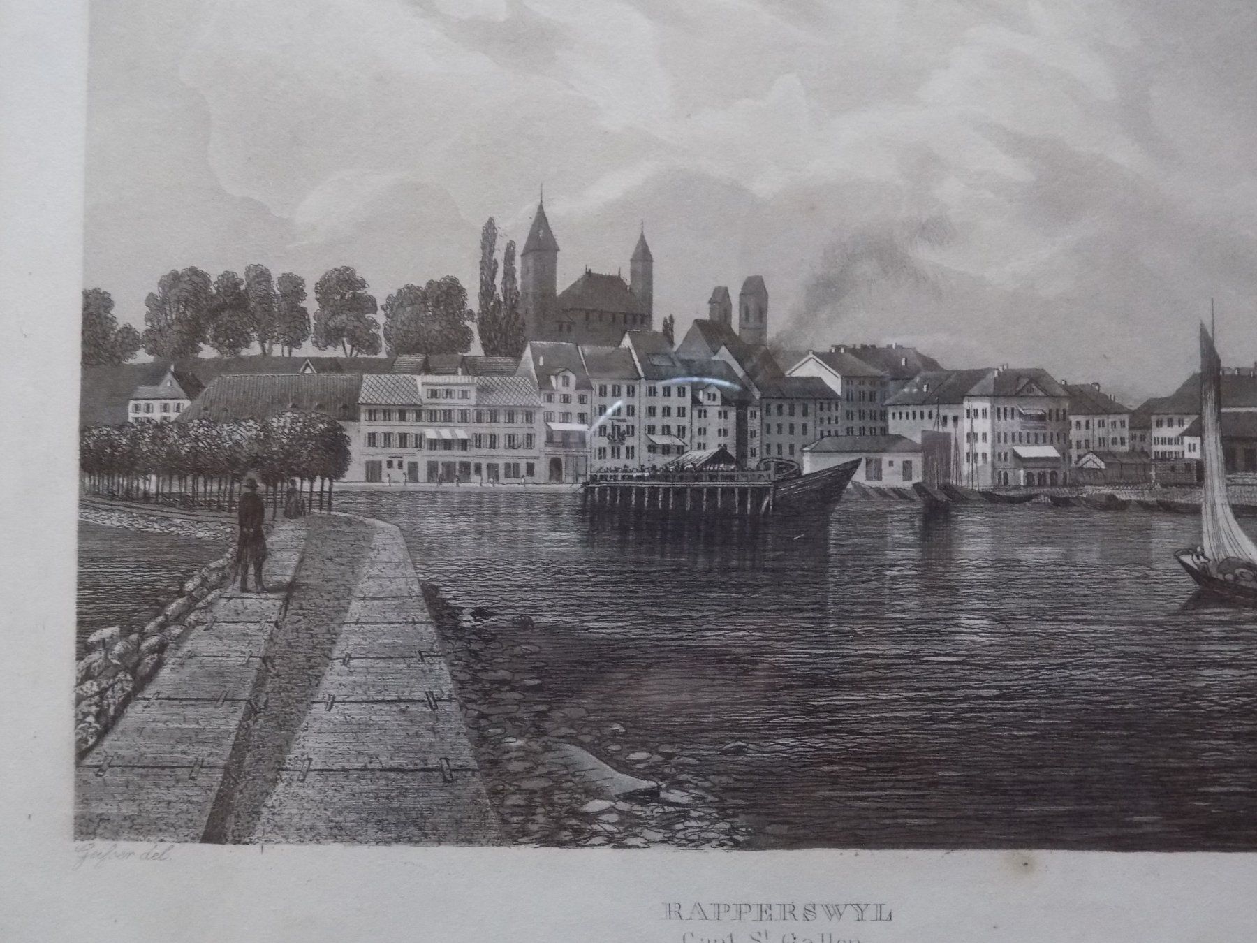 Incisioni: Rapperswil Aquatinta Goldrahmen – Usato da Risch venduto da Rischli15 2