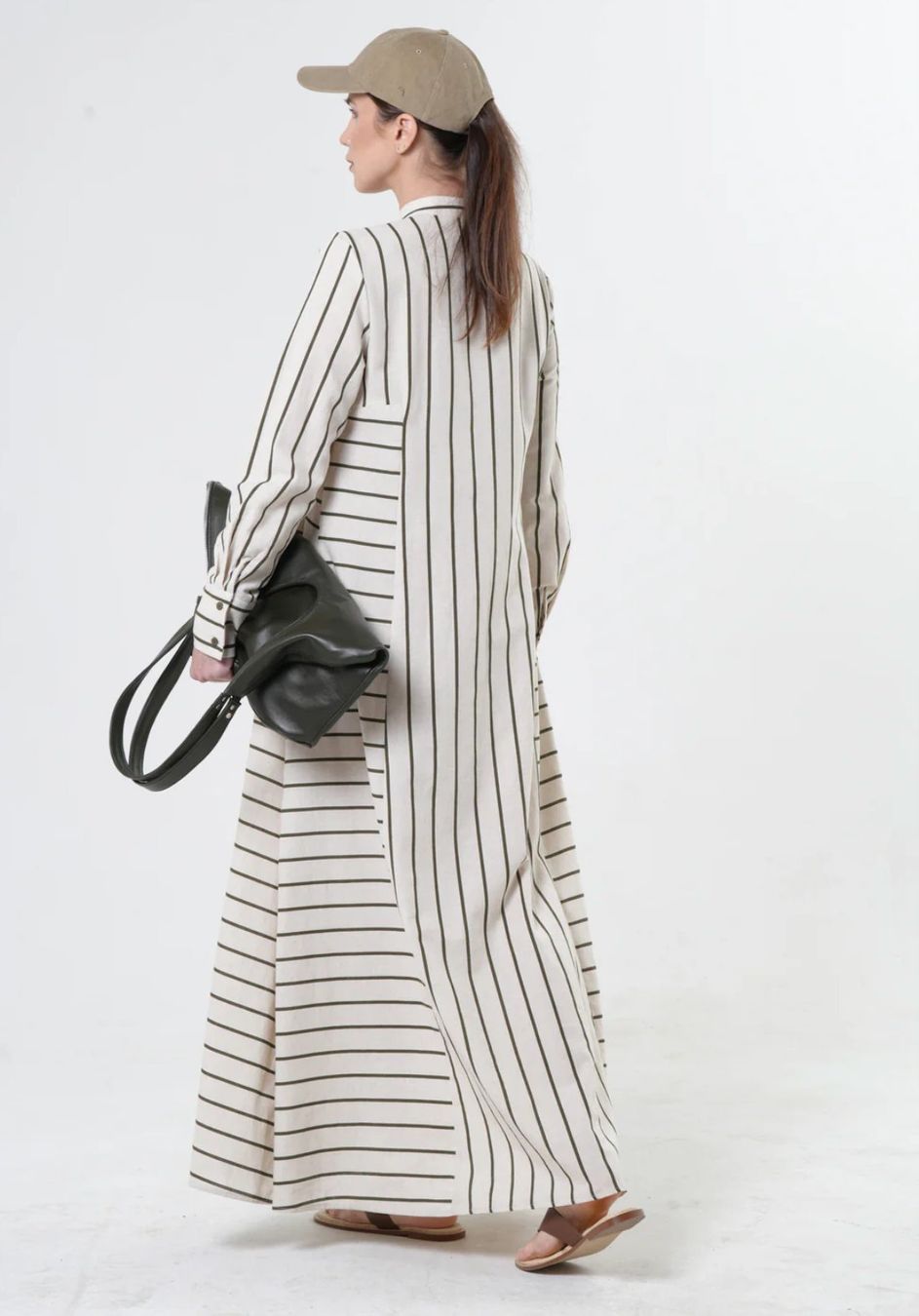 Vestiti: Maxi -Leinenkleid mit khakifarbenen-Streifen - Designermode – Nuovo e nell'imballaggio originale da Zürich venduto da Naebeli 8