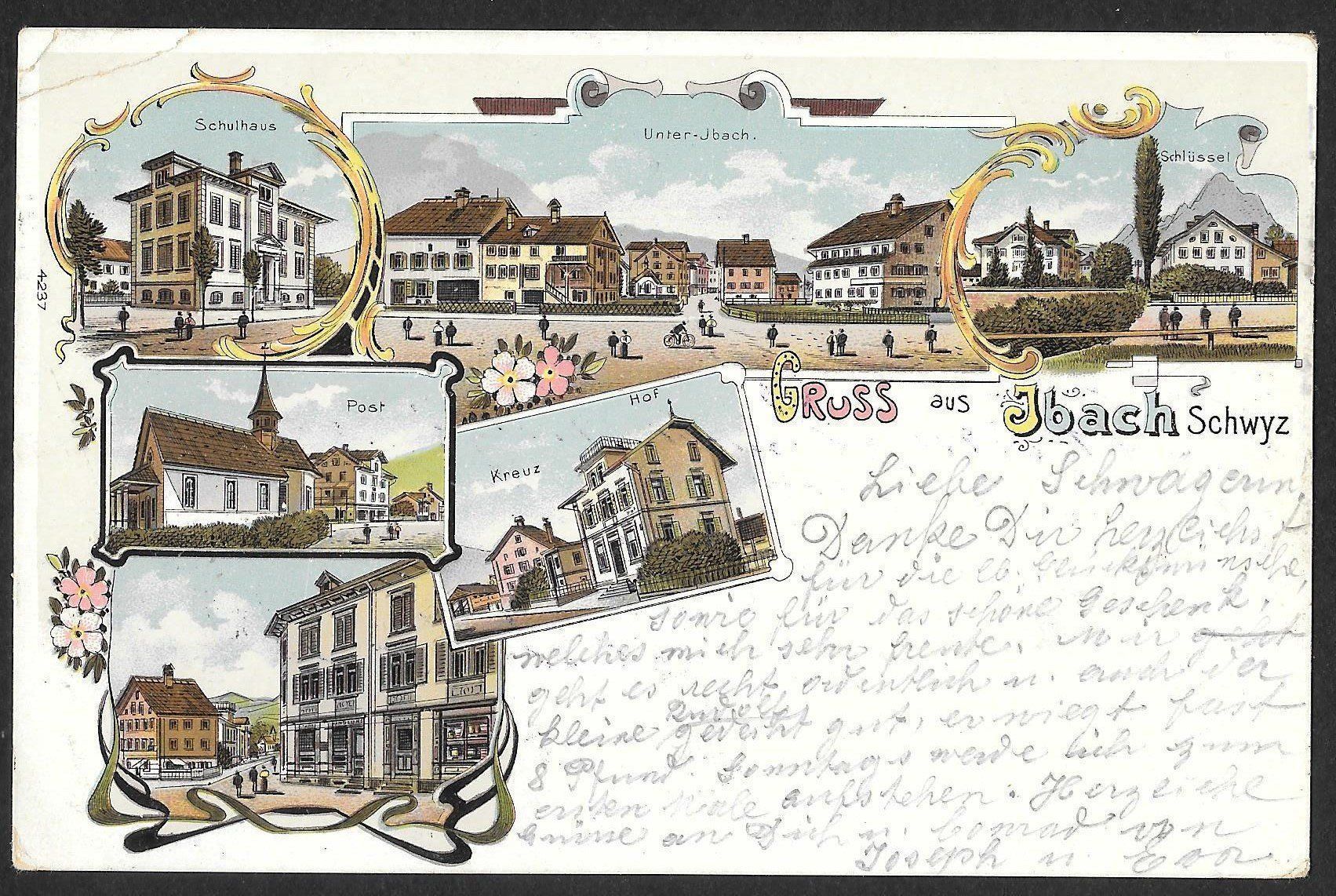 Cartoline postali: Ibach farbige Lithografie 6 Bilder – Usato da Olten venduto da clotaldi