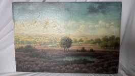 Antikes Landschaftsgemälde – Öl auf Leinwand – 63 × 43 cm