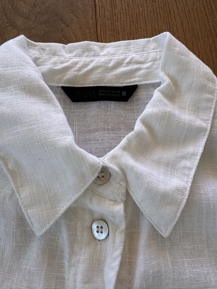 Zara Camicette: Zara Leinenhemd in Weiss Gr. S – Usato da Altendorf venduto da PiaLang 1