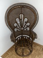 Drehbarer Vintage Rattansessel