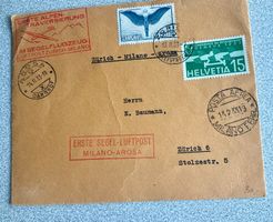 Erste Segelluftpost, Milano-Arosa-, Sonder-Stempel