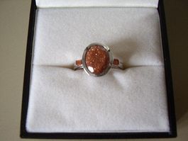 Ring Silber 925 rhodiniert mit Goldfluss  Grösse 60