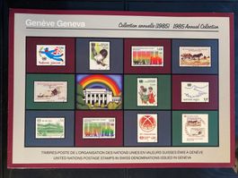 UNO Genf 1985 alle Briefmarken des Jahres Folder gestempelt