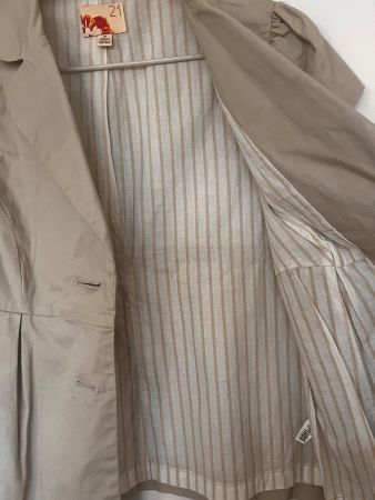 Jacke Blazer Baumwolle M beige kurzärmel