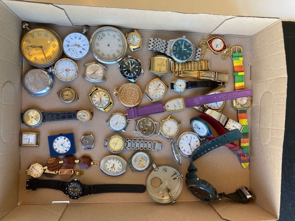 Lot De 6 Mouvements De Montres Anciennes (mécaniques) + Cadrans Et Aiguilles - Suisse, Occasion