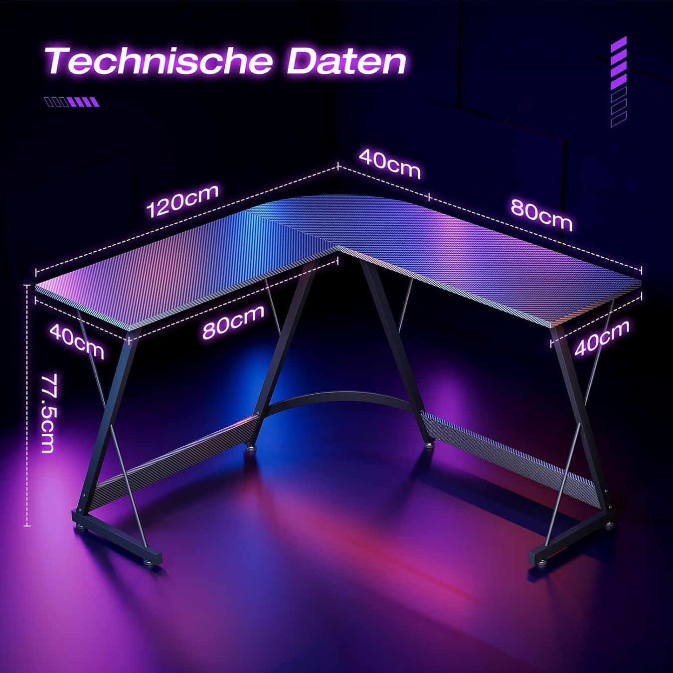 Scrivanie: Gaming Tisch Computertisch 120x120 Eckschreibtisch schwarz – Nuovo e nell'imballaggio originale da Wittenbach venduto da SELVARO 2