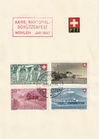PP 1947, Satz auf PTT-Faltblatt, mit So-Stempel entwertet