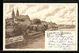 Litho Basel, Ortsansicht mit Münster
