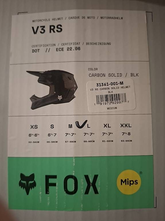 Caschi & visiere: Casque Fox Carbone V3R neuf taille M – Nuovo e nell'imballaggio originale da Cournillens venduto da MotoRepaire