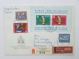 R-/Express - Brief mit NABAG Block 1959 + Zusatzfrank., SSt.