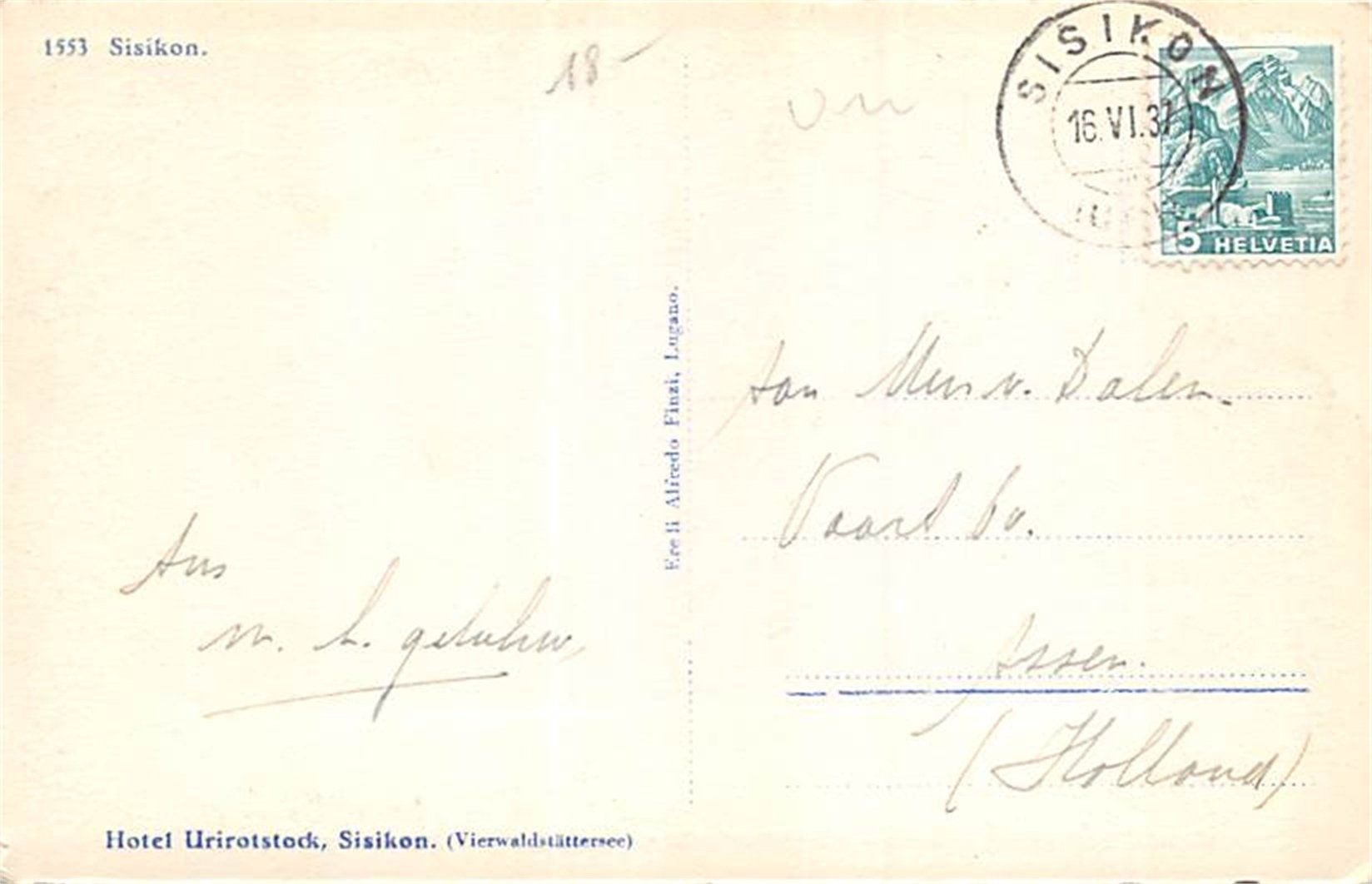 Cartoline postali: Sisikon – Usato da Ottikon b.Kemptth. venduto da Neptun1974 1
