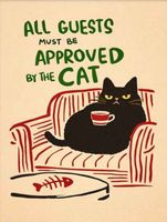 Affiche décorative chat noir sur canapé, style rétro