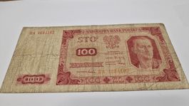 Alte Banknote 100 Zlotych Polen 1948, guter Zustand 