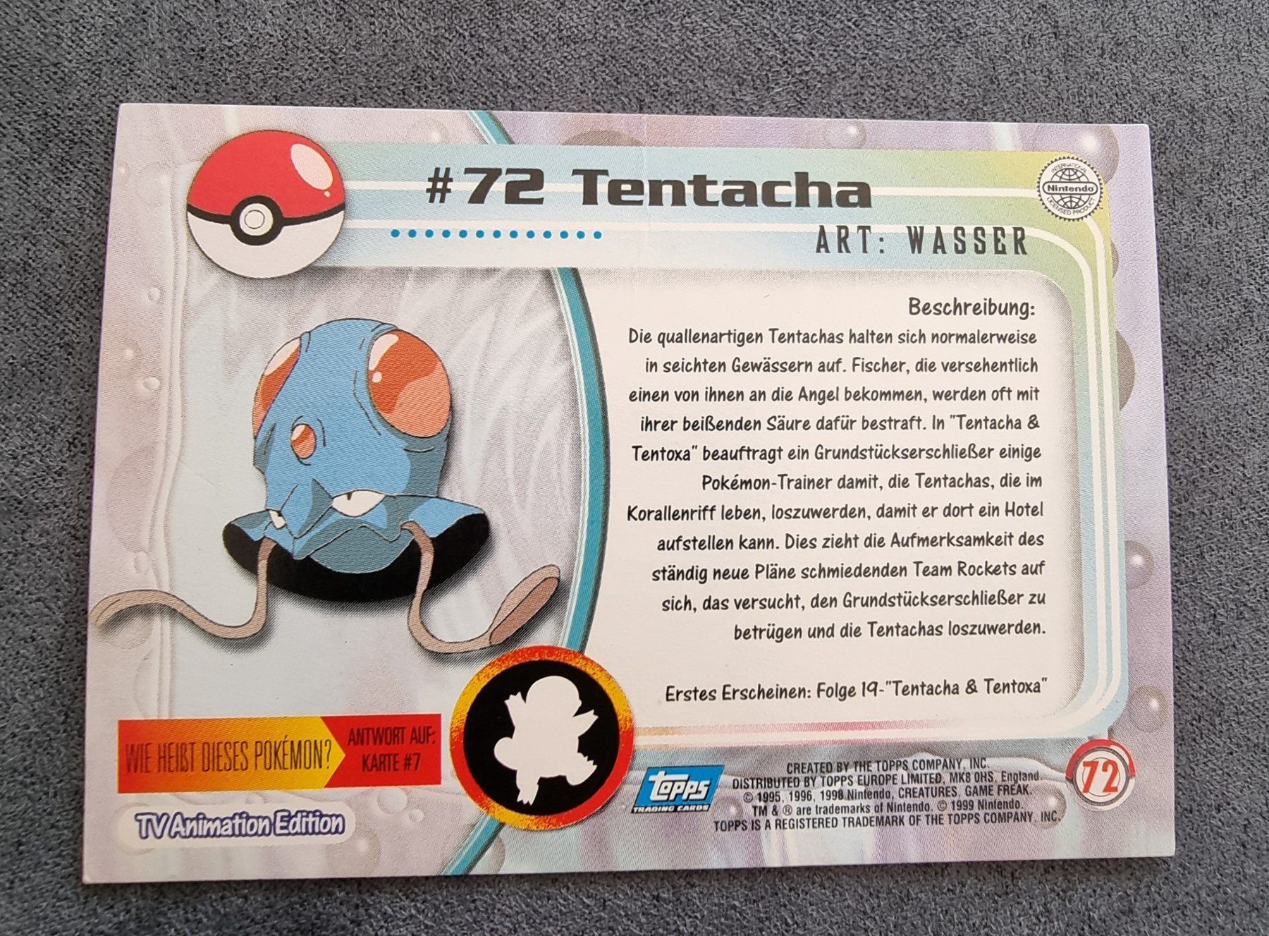 Pokémon Carte collezionabili: Pokémon Topps Holo blau #72 Tentacha – Usato da Roggwil BE venduto da S_Cards 4