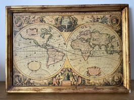 Gerahmte Weltkarte nach Henricus Hondius 1630 40cm X 30cm