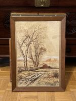 Louis Baudit (1870-1960) Les Acacias, fusain et gouache