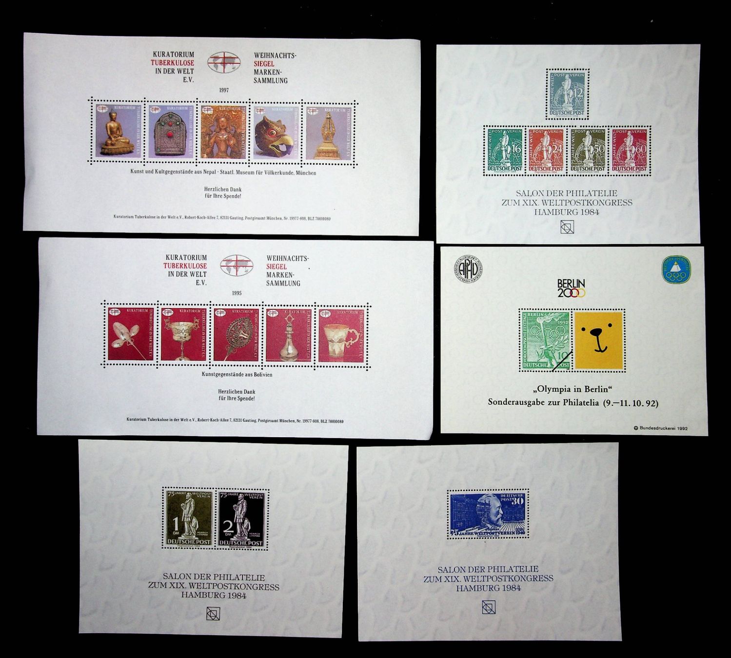 Tous les timbres: RFA 6 BLOCS VIGNETTES PHILATÉLIQUES /U955 – D'occasion à Estavayer-le-Lac par Zut