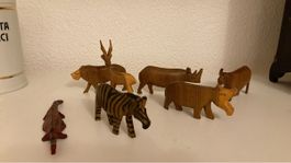Holzfiguren-Set, 7teilig, Afrika-Stil, Vintage Deko!