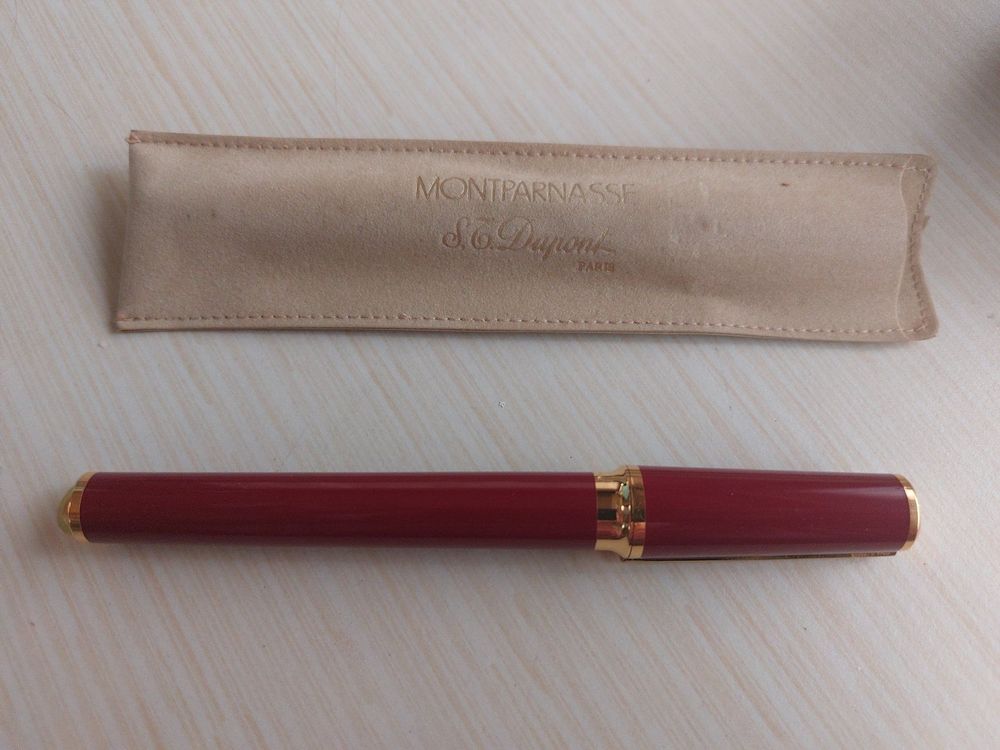 Stylo Plume S.T. Dupont Montparnasse XL - Laque De Chine Rouge, Finition Alvéoles - Occasion Prestige
