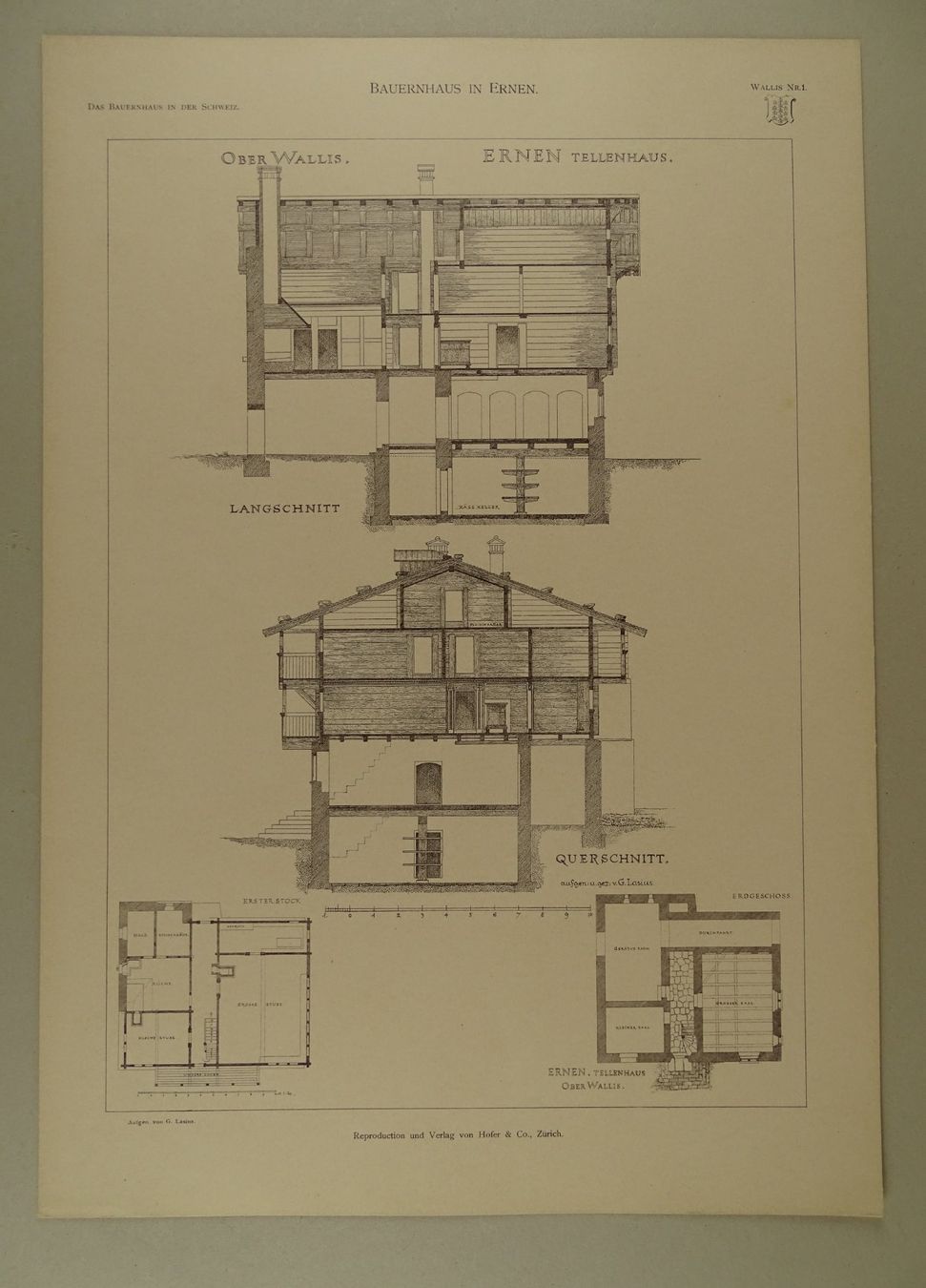 Incisioni: ERNEN BAUERNHAUS, WALLIS, DIROGRAPHIE UM 1910 – Usato da Grüningen venduto da Kartensammler