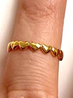 Ring Herz 925 Silber gold Herzli Stapelring fein filigran 52