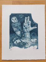 Exlibris Günter Hujber - Original Radierung Eule signiert