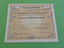 Schuldschein Kt. Glarus 1852