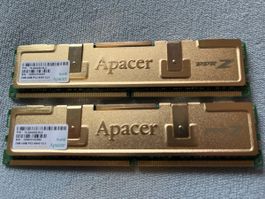 2x Apacer 2GB DDR2 RAM PC2-6400 800MHz CL5 4GB