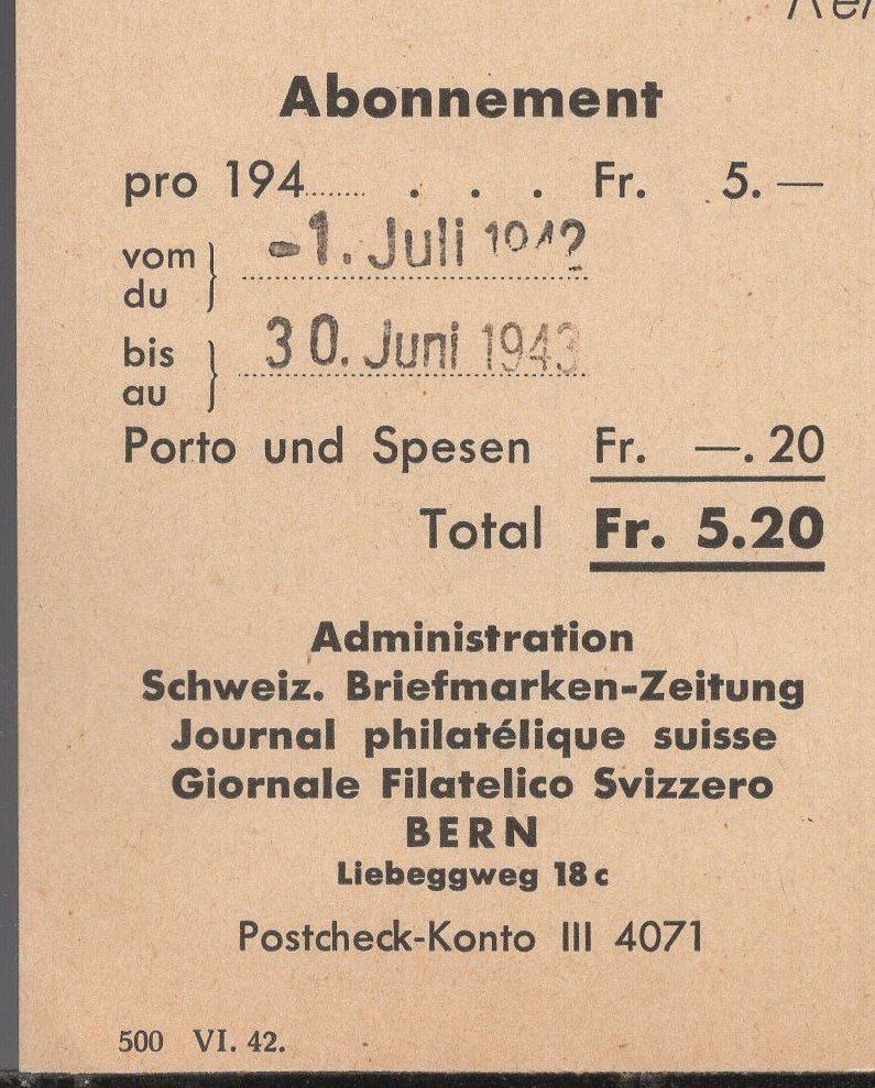Tutti i francobolli: BERN, 15.VI.42   Drucksache - Nachnahme – Usato da Aarau venduto da kufi44 2