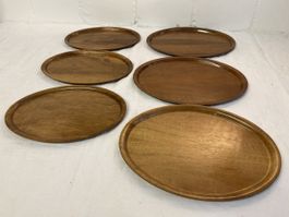 6 er Set Vintage Kunststofftabletts, Serviertabletts