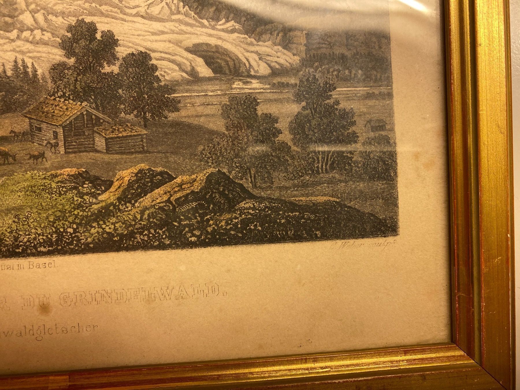 Grafica & Litografie: handkolor. Grafik U. Grindelwaldgletsche – Usato da Lüchingen venduto da LIDB 1