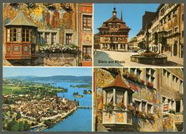 AK color Stein am Rhein SH Multiview 4-fach,Insel Werd ≈1970