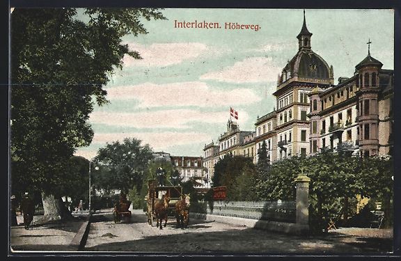 Cartoline postali: AK Interlaken, Höheweg mit Pferdewagen – Usato da Berlin venduto da bartko-reher