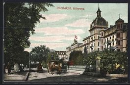 AK Interlaken, Höheweg mit Pferdewagen