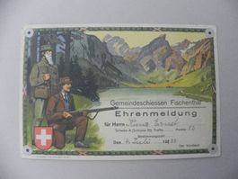 Karte Fischenthal ZH Zürich Schützenfest Ehrenmeldung 1933