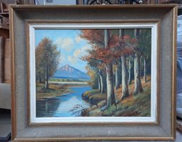 Gemälde Herbststimmung  Wald am Fluss, Walter Spielmann