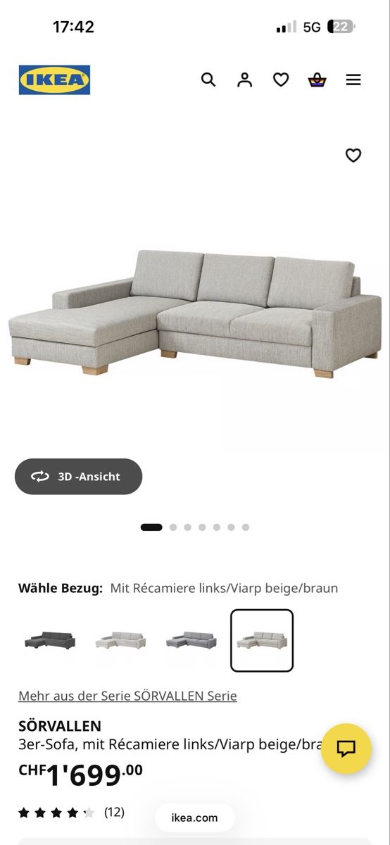 Sofas: Ikea Sofa SÖRVALLEN neuwertig – Neu (gemäss Beschreibung) aus Bülach von lar_p72g 1