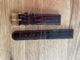 IWC 18 Karat Stiftschliesse mir braunem org. Band - Vintage!