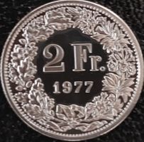 2 Franken 1977 pp / aus Münzsatz / in einer Münzkapsel