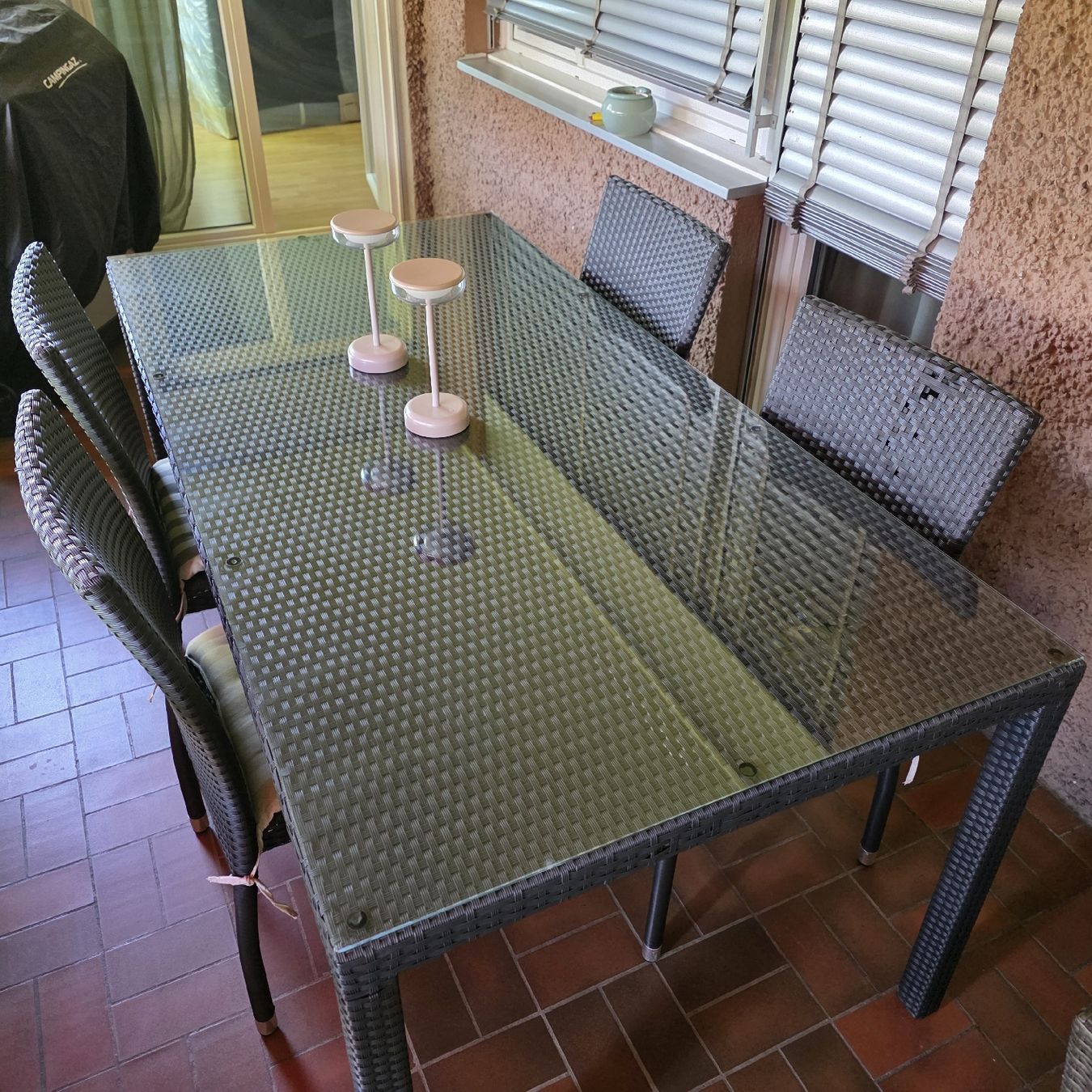 Set di tavolo e panche: Rattan Gartentisch mit 4 Stühlen – Usato da Winterthur venduto da mille89 2