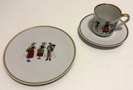 Langenthal Mocca Set 3teilig Trachten handbemalt Vaud TOP
