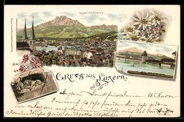 Litho Luzern, Luzern, Pilatus, Kapellbr