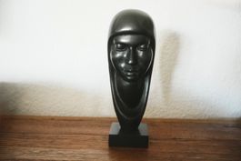 Holzskulptur Frauenkopf, Art Déco / Modernismus, schwarz