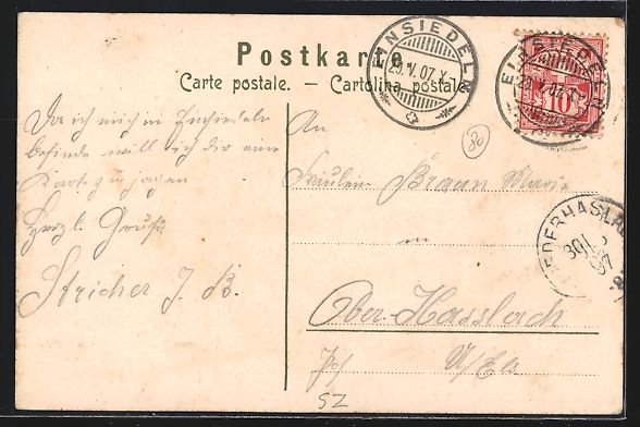 Cartoline postali: Litho Einsiedeln, Kirche mit Gnaden-Mutt – Usato da Berlin venduto da bartko-reher 1